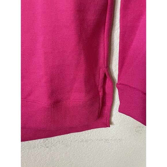 Hanes Dark Pink Long Sleeve Split Hem Fleece Sweatshirt Pullover Size L 10/12 - Picture 3 of 4